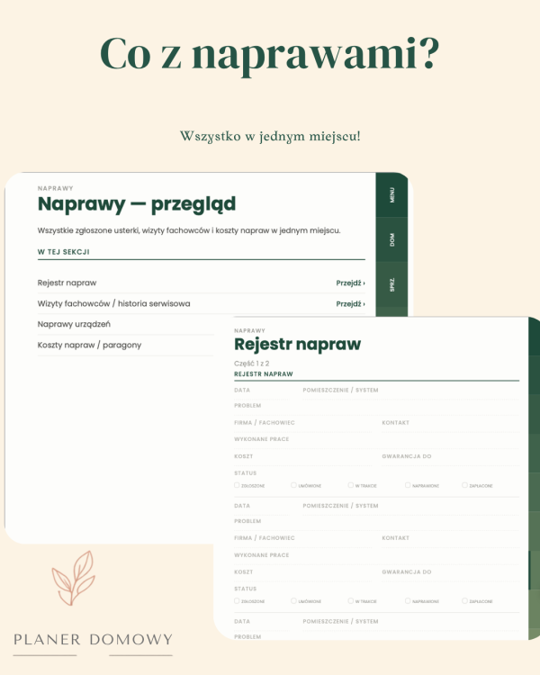 Planer Domowy – podgląd strony planera 2
