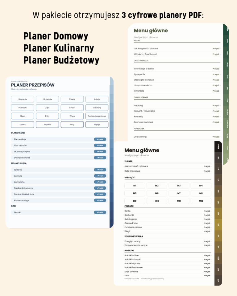PAKIET Dom & Budżet - Planer Domowy, Kulinarny i Budżetowy – podgląd strony planera 1