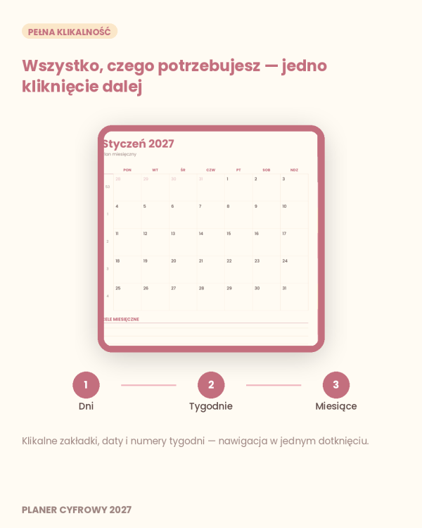 Cyfrowy Kalendarz 2027 / PDF do druku - Rok w Rytmie – podgląd strony planera 8